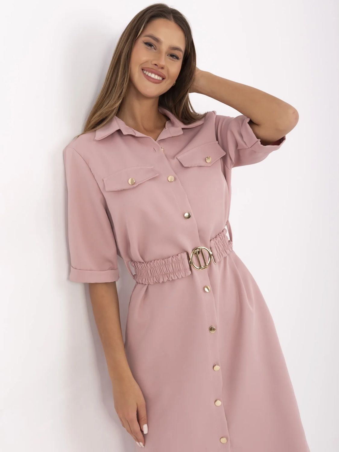 Elegantes Midi-Kleid mit kurzen Ärmeln