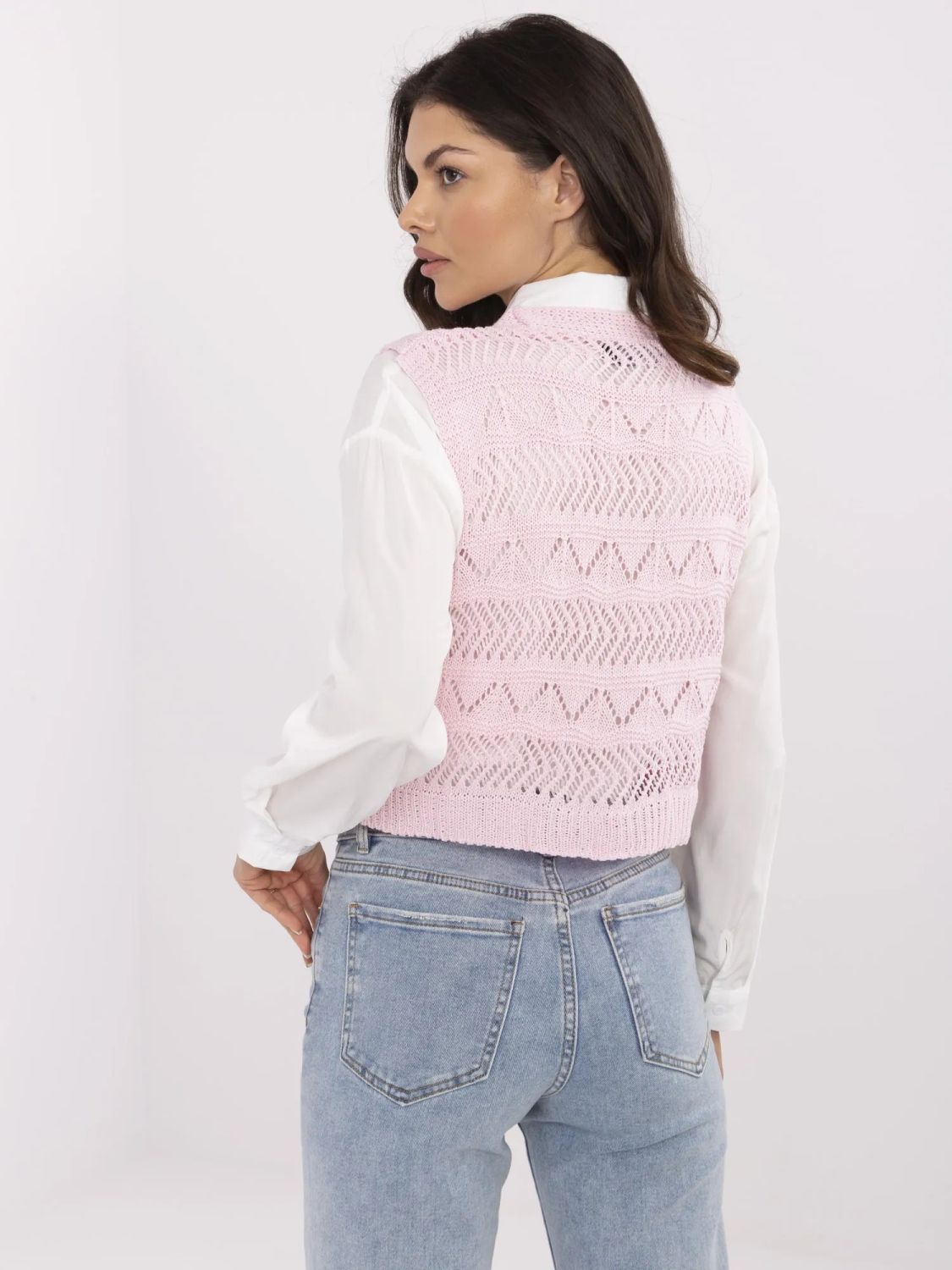 Damenpullover mit V-Ausschnitt in hellrosa