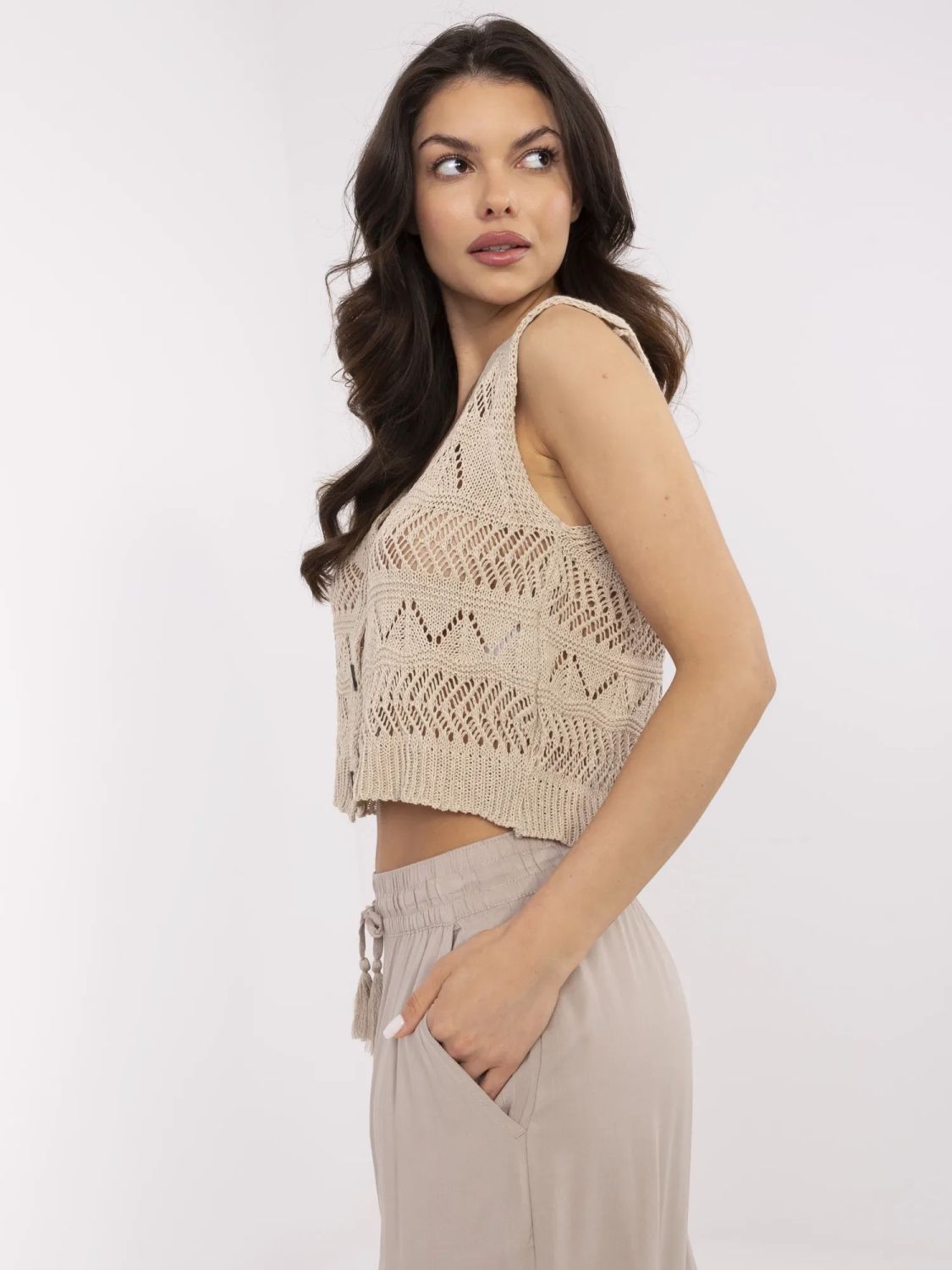 Beiger Strickpullover