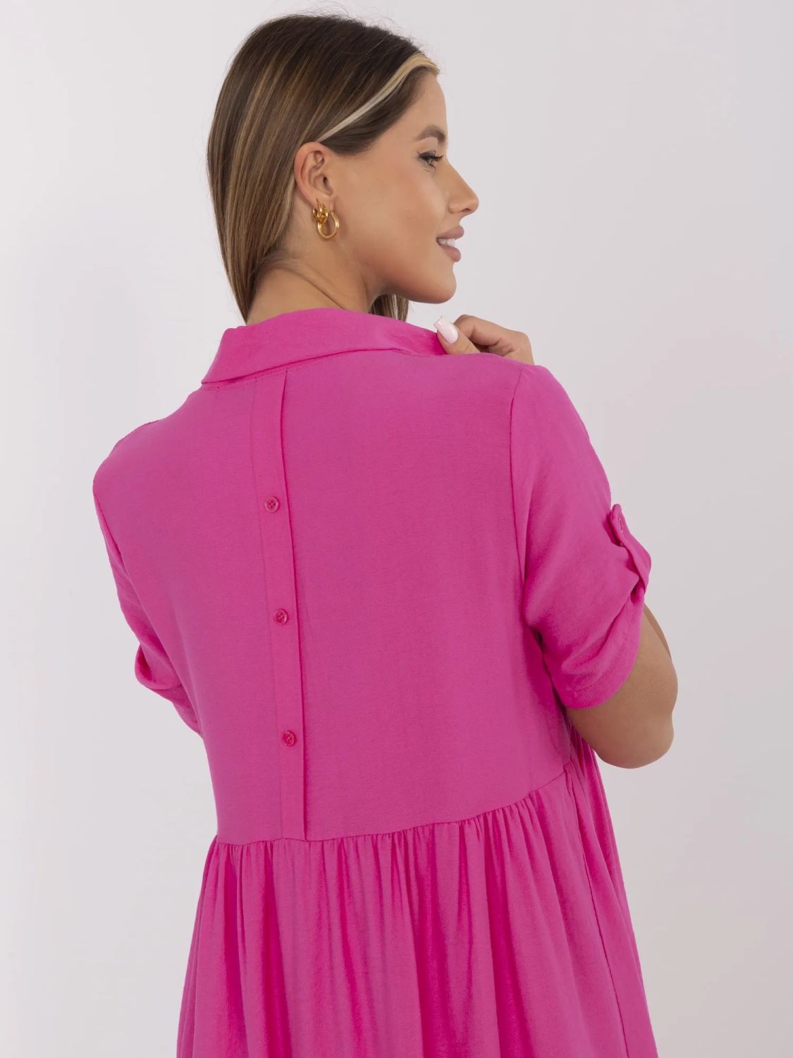 Rosa ausgestellte Kleider mit kurzen Ärmeln