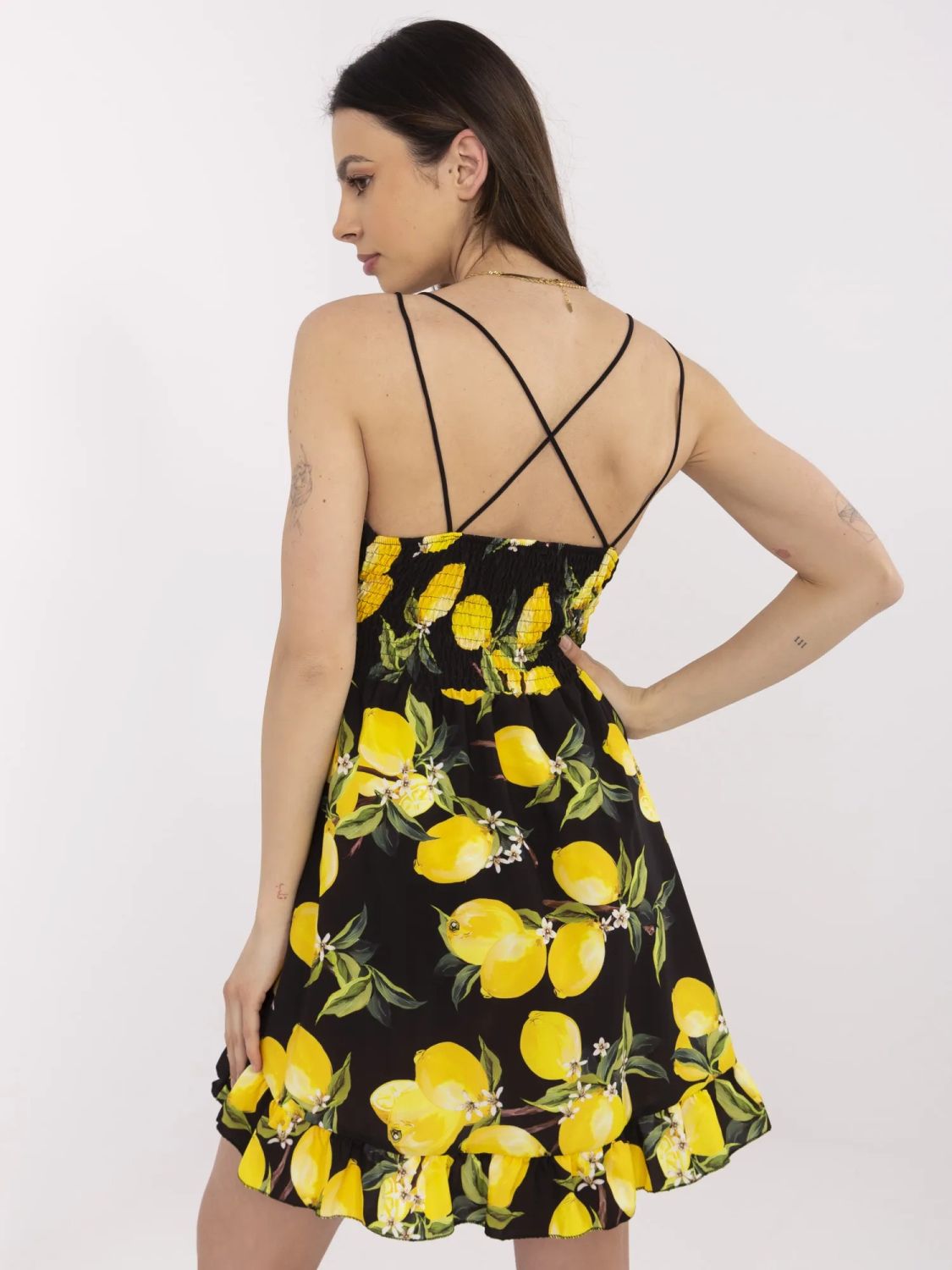 Ausgestellte Sommerkleid in Schwarz-Gelb