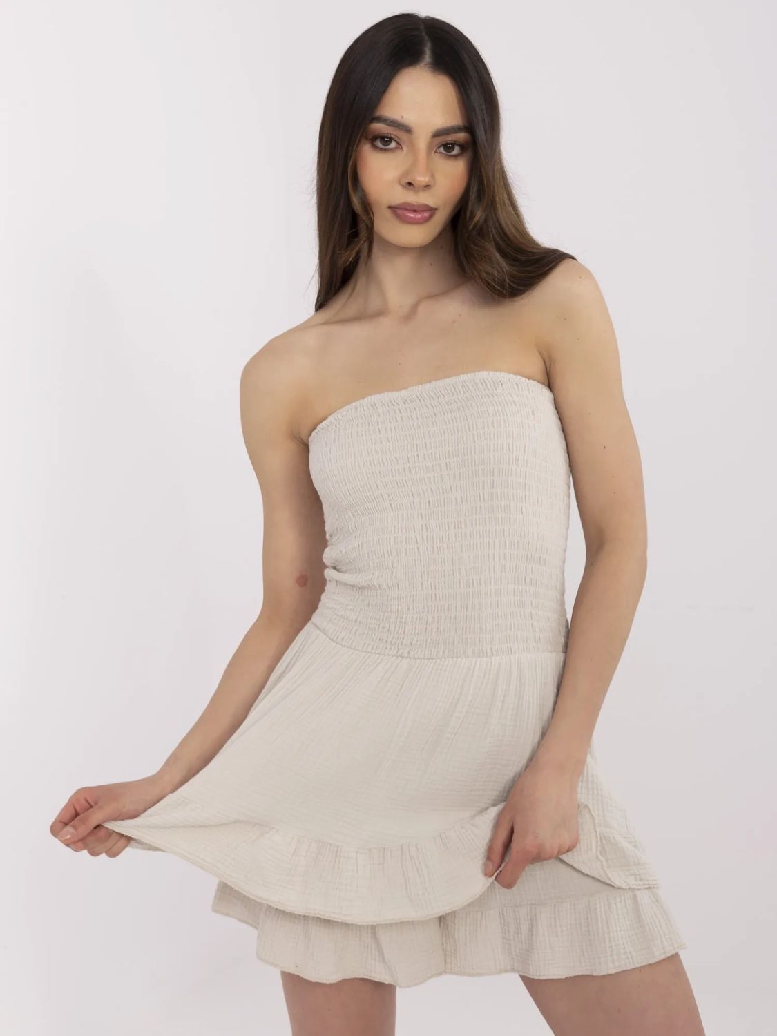 Beige Overall mit Rüschen