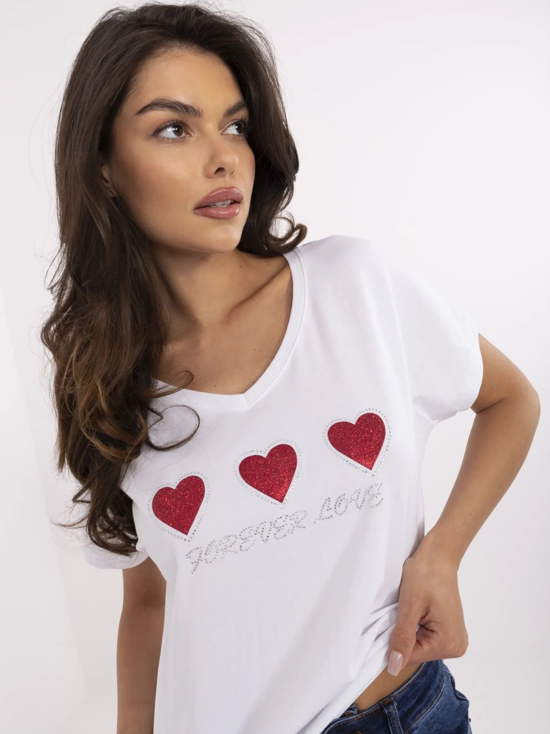 Weißes T-Shirt mit Applikation