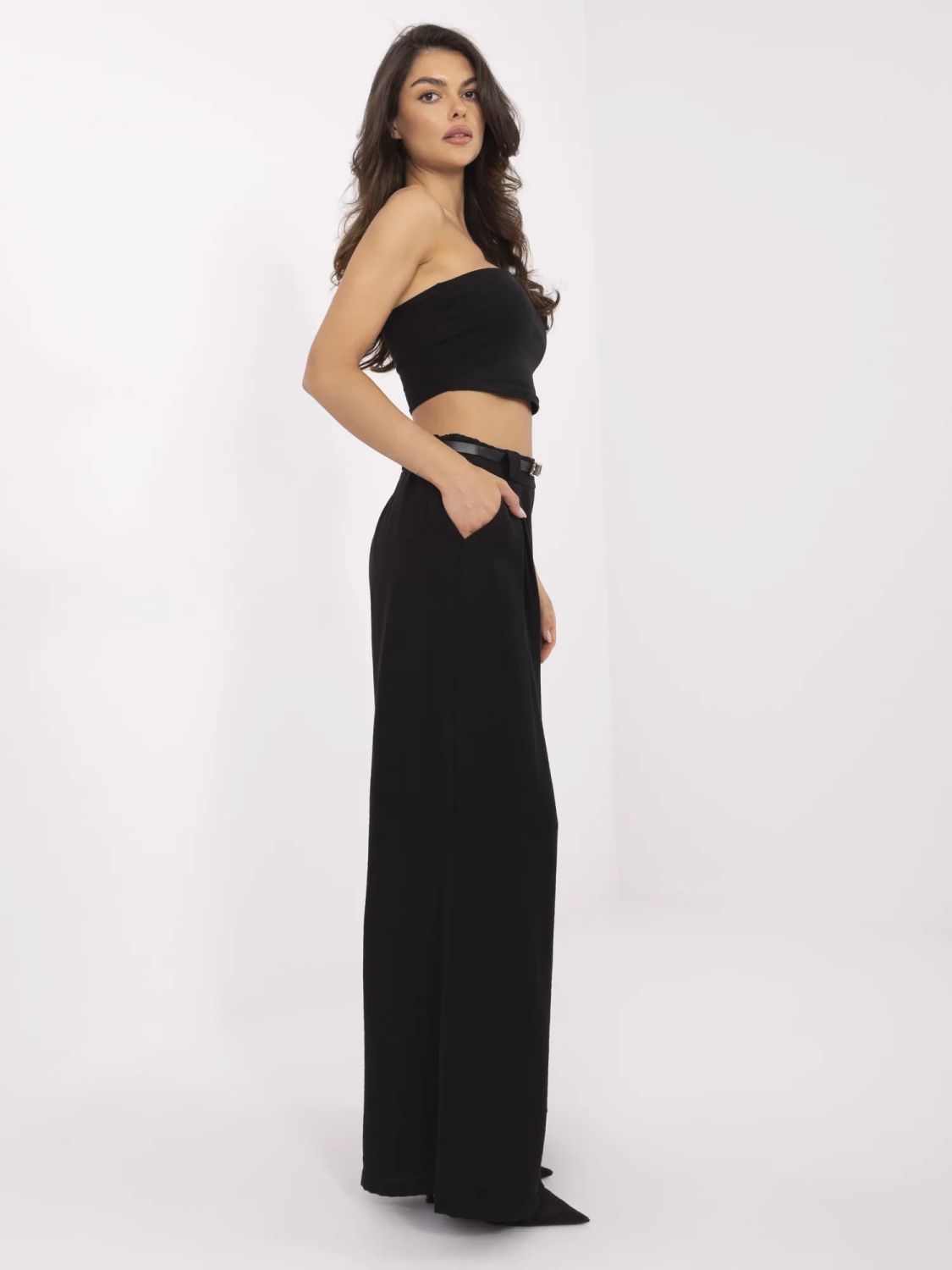 Stilvolle schwarze Palazzo-Hosen