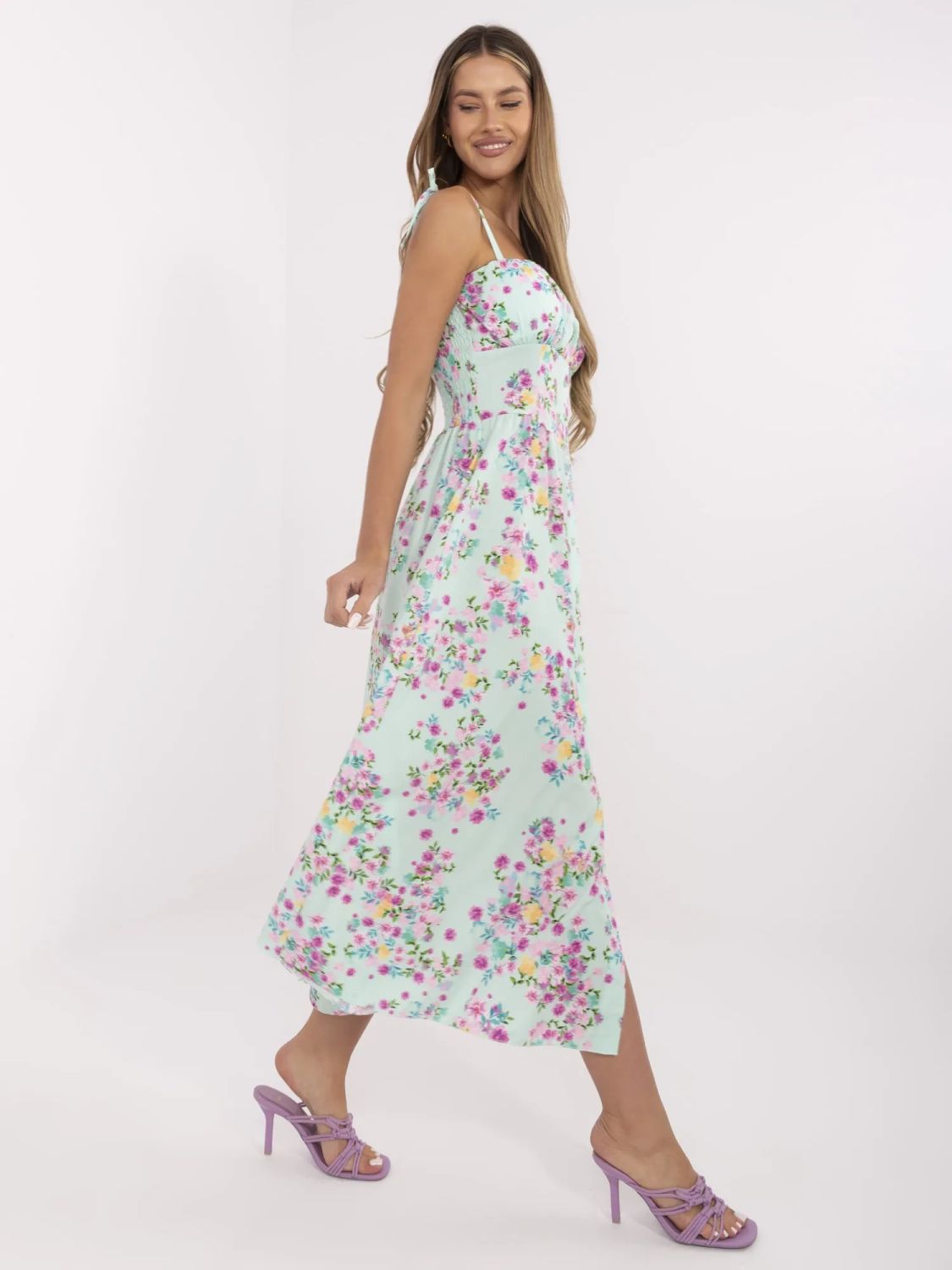 Blumen Midi Kleid mit Trägern