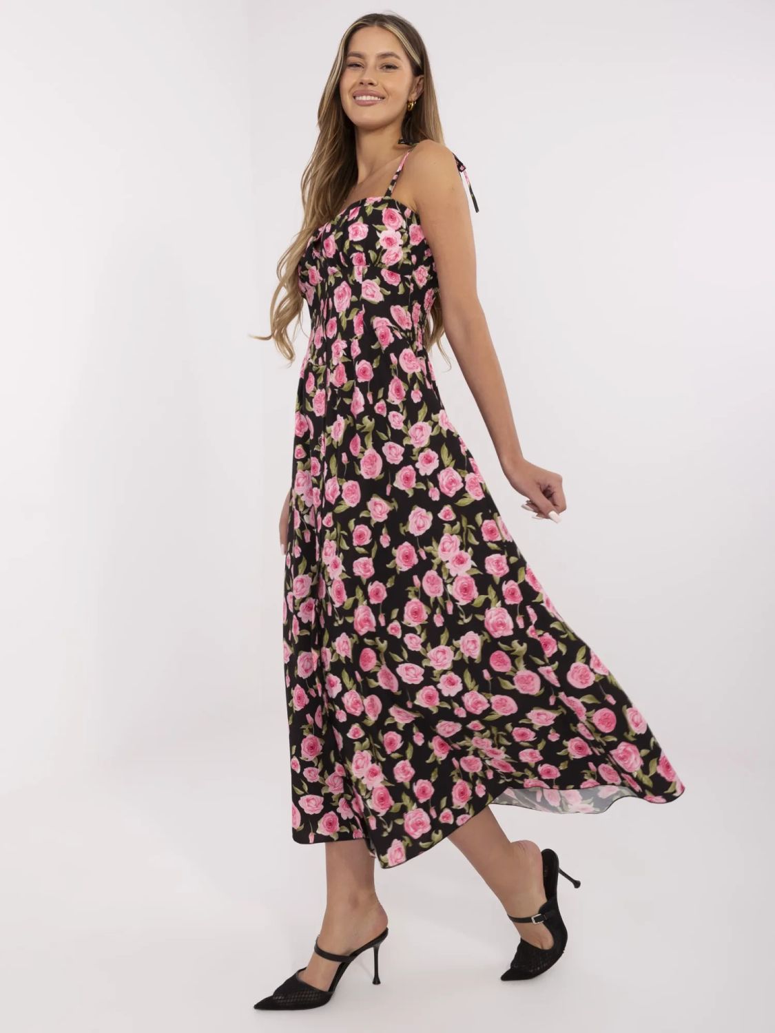 Blumen Midi Kleid mit Trägern