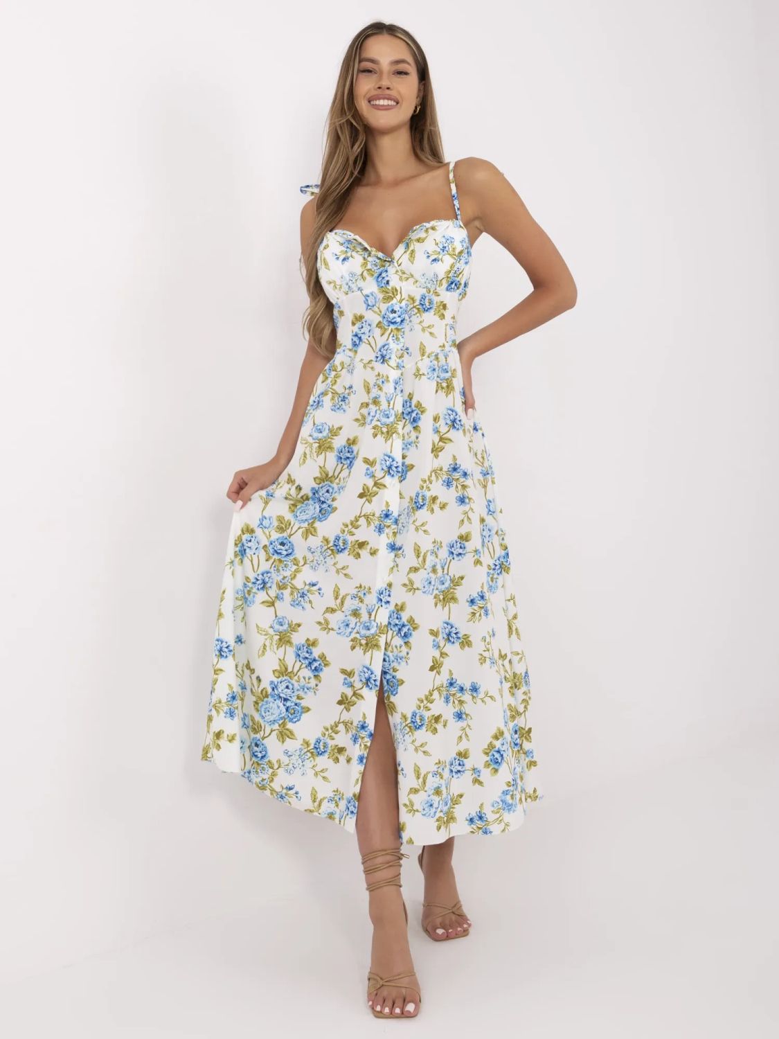 Blumen Midi Kleid mit Trägern