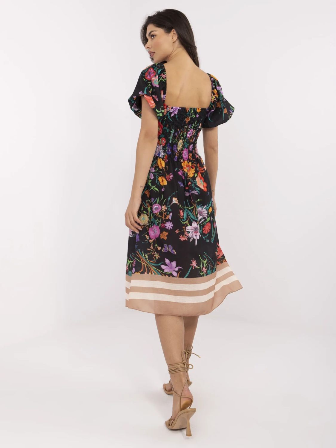 Blumen Midi Kleid mit kurzen Ärmeln