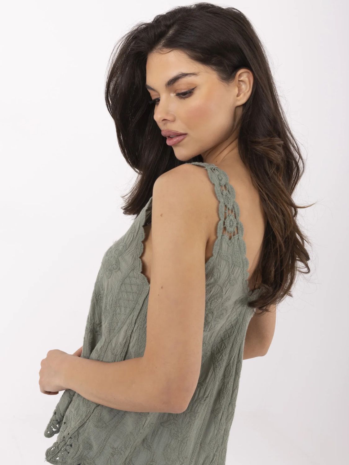 Khaki Bluse mit V-Ausschnitt