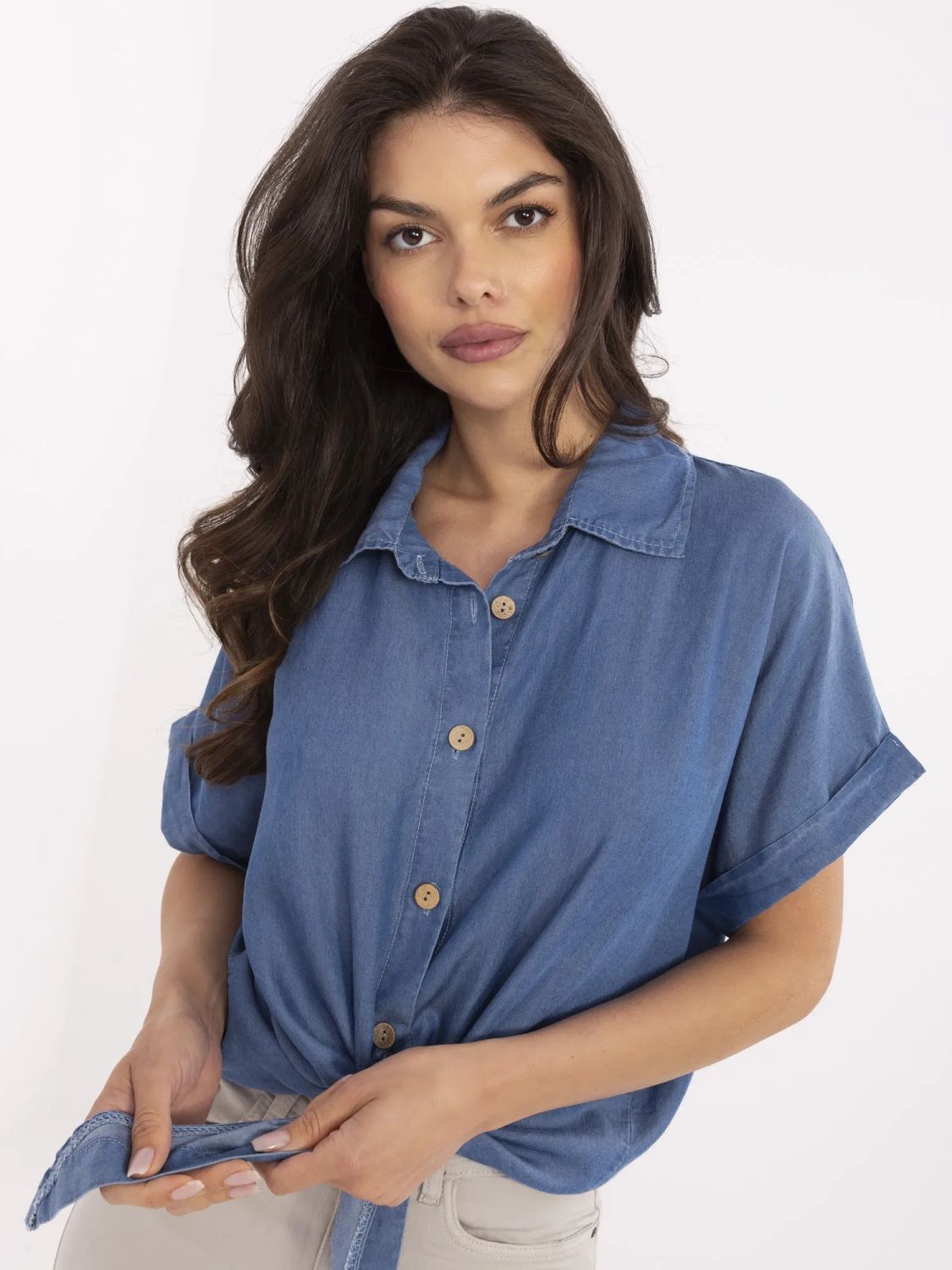 Elegante blaue Bluse aus Tencel