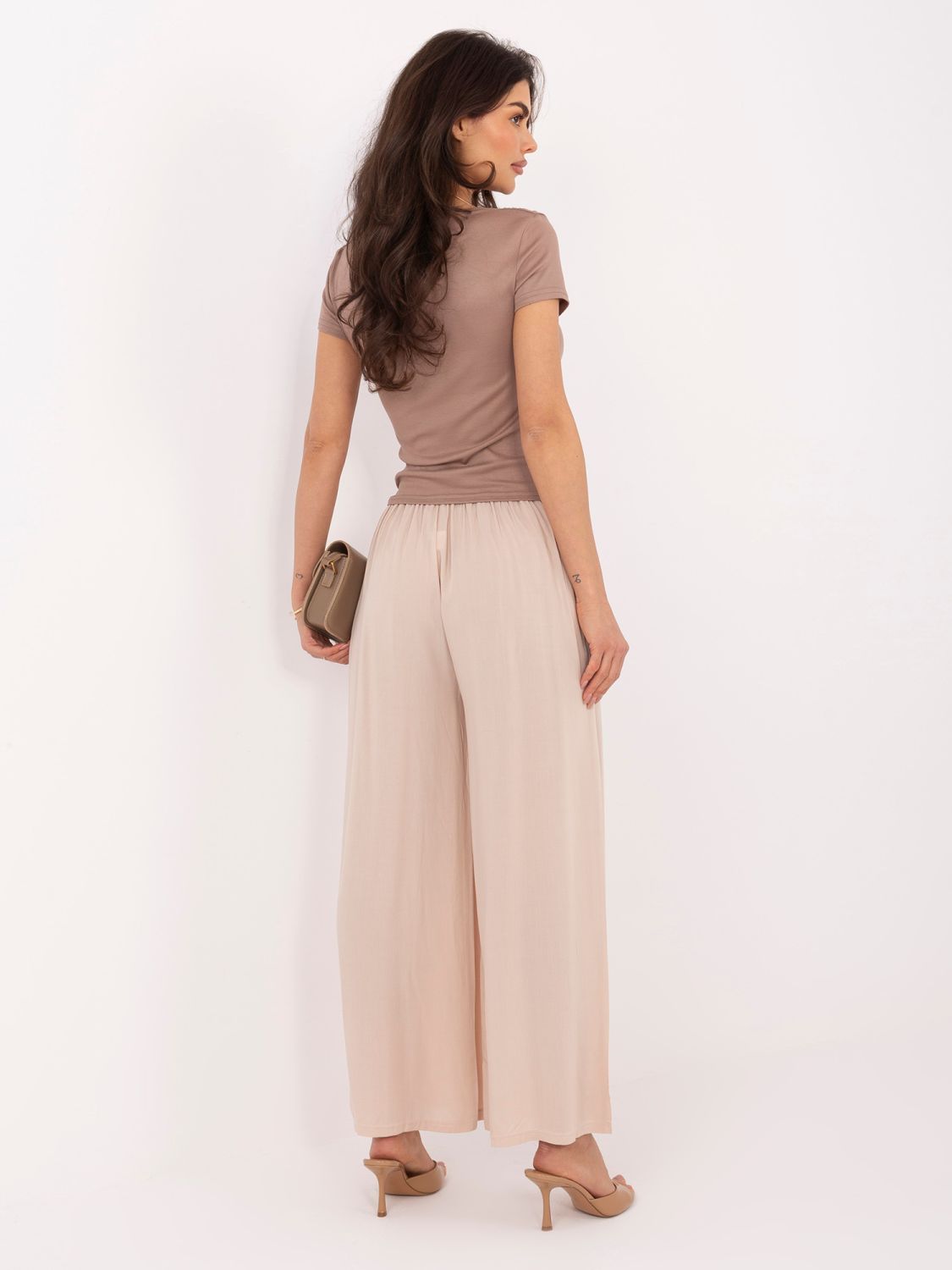 Beige Palazzo-Hose aus Viskose