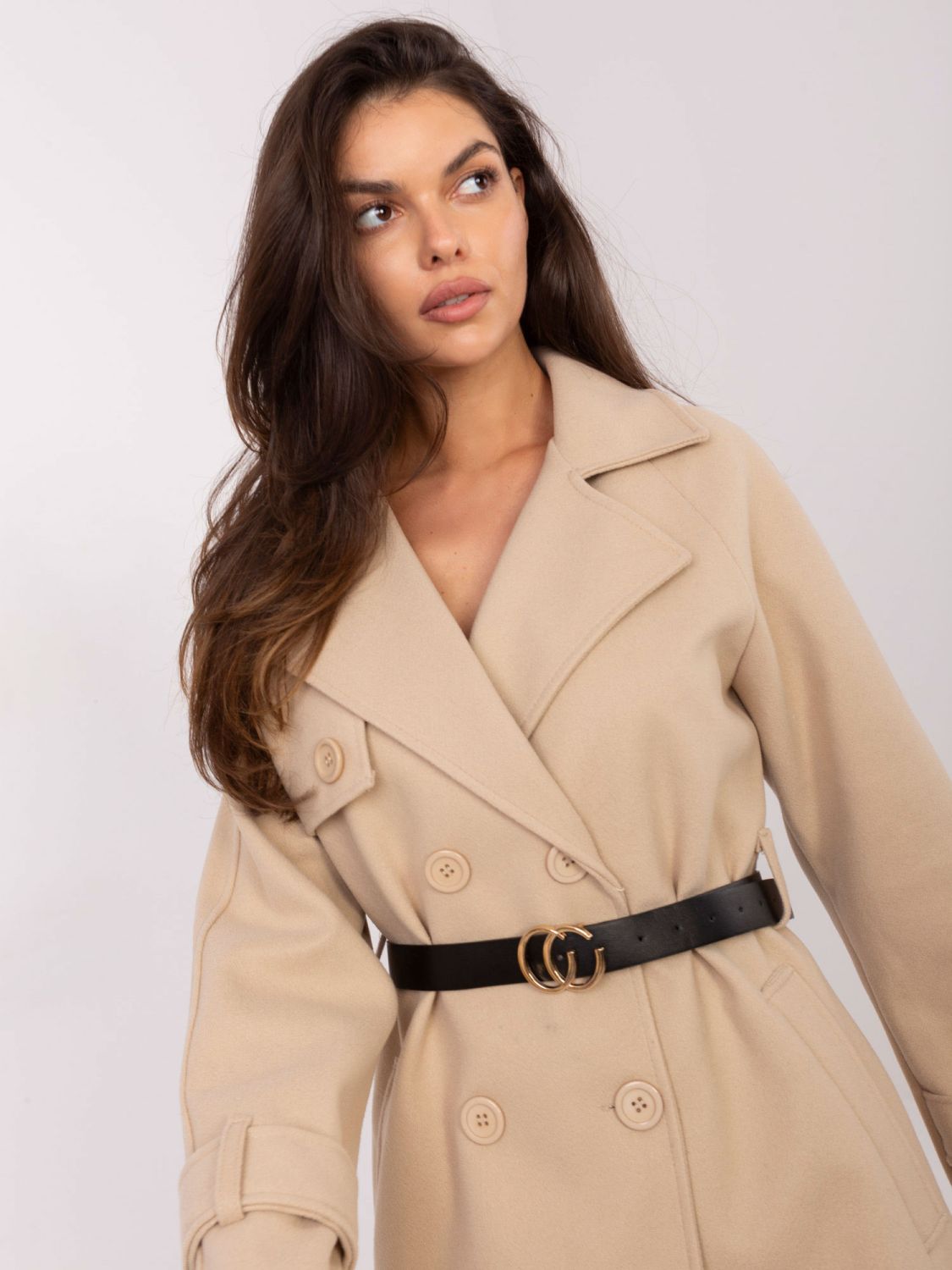 Eleganter beiger Übergangsmantel