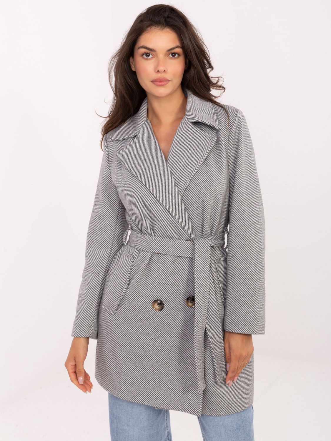 Eleganter Übergangsmantel in Weiß-Grau