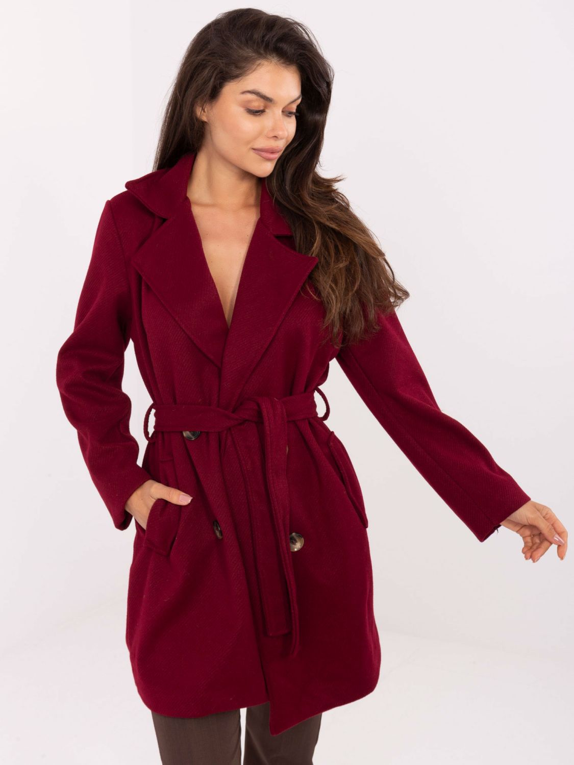 Eleganter Übergangsmantel in Bordeaux