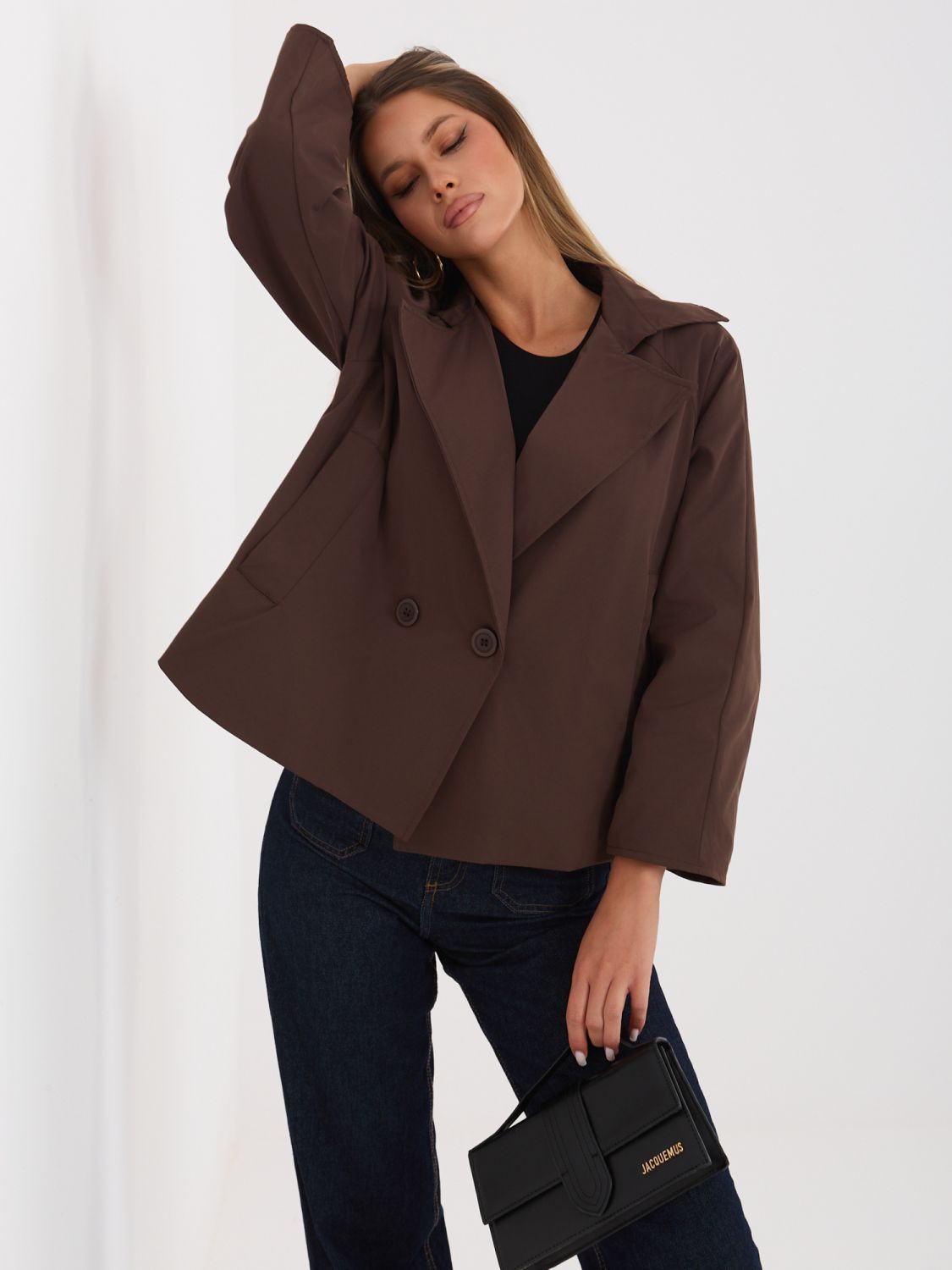 Kurzer Übergangsmantel mit Futter, braun