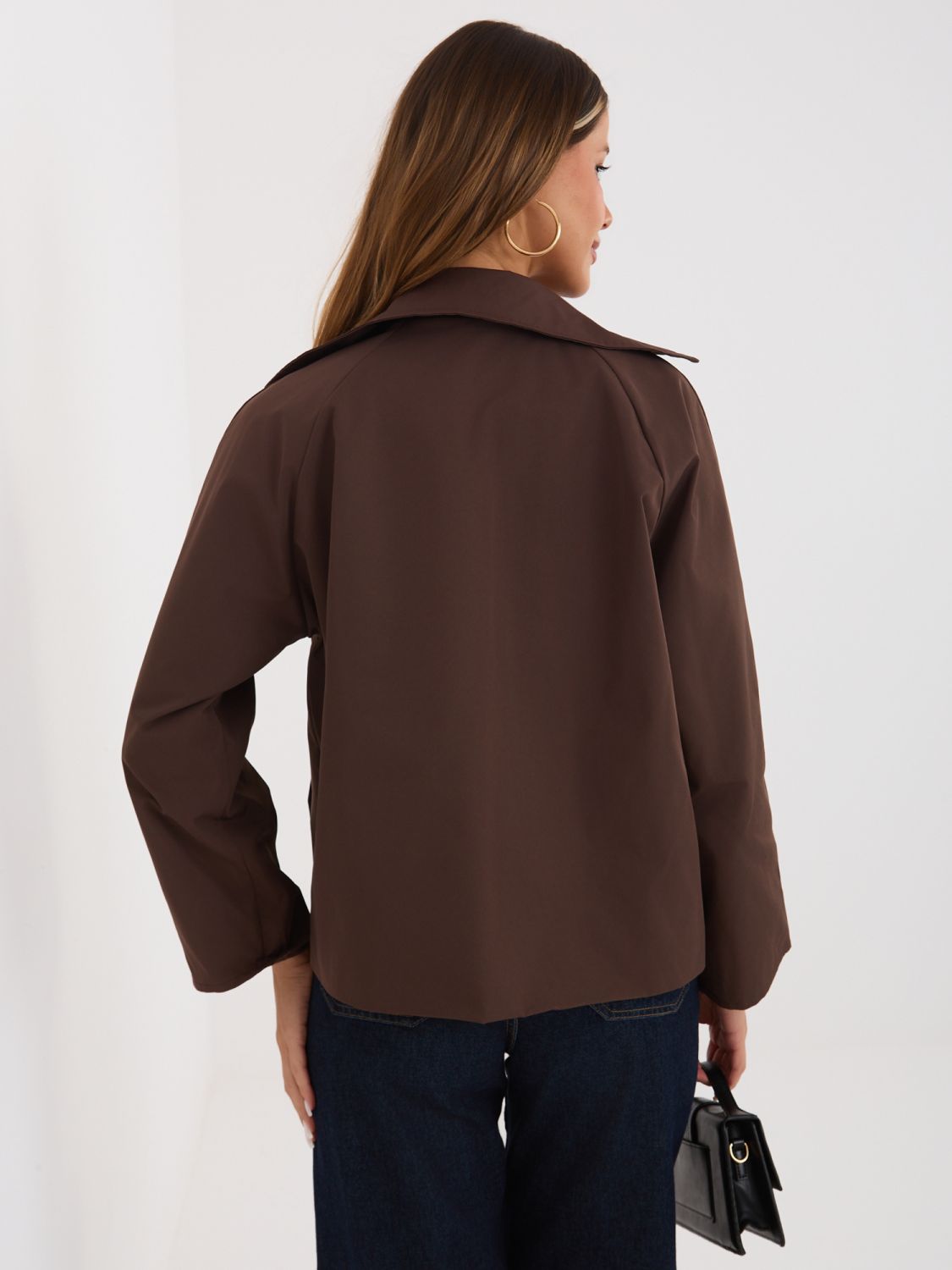 Kurzer Übergangsmantel mit Futter, braun