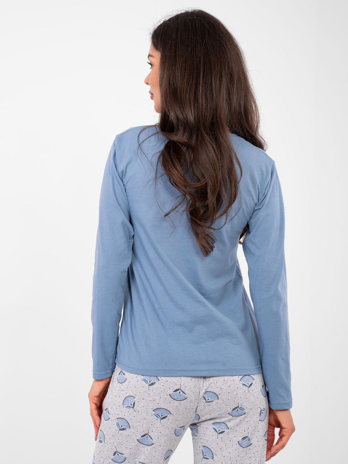 Damen-Baumwollpyjama mit Print und Knöpfen