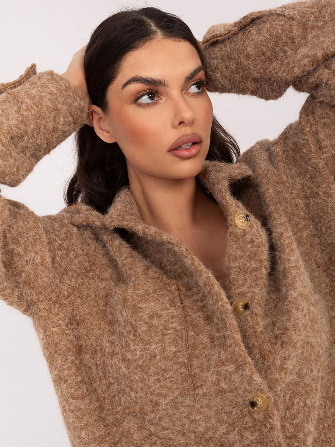 Stilvolle Camel-Jacke mit Kragen und Taschen