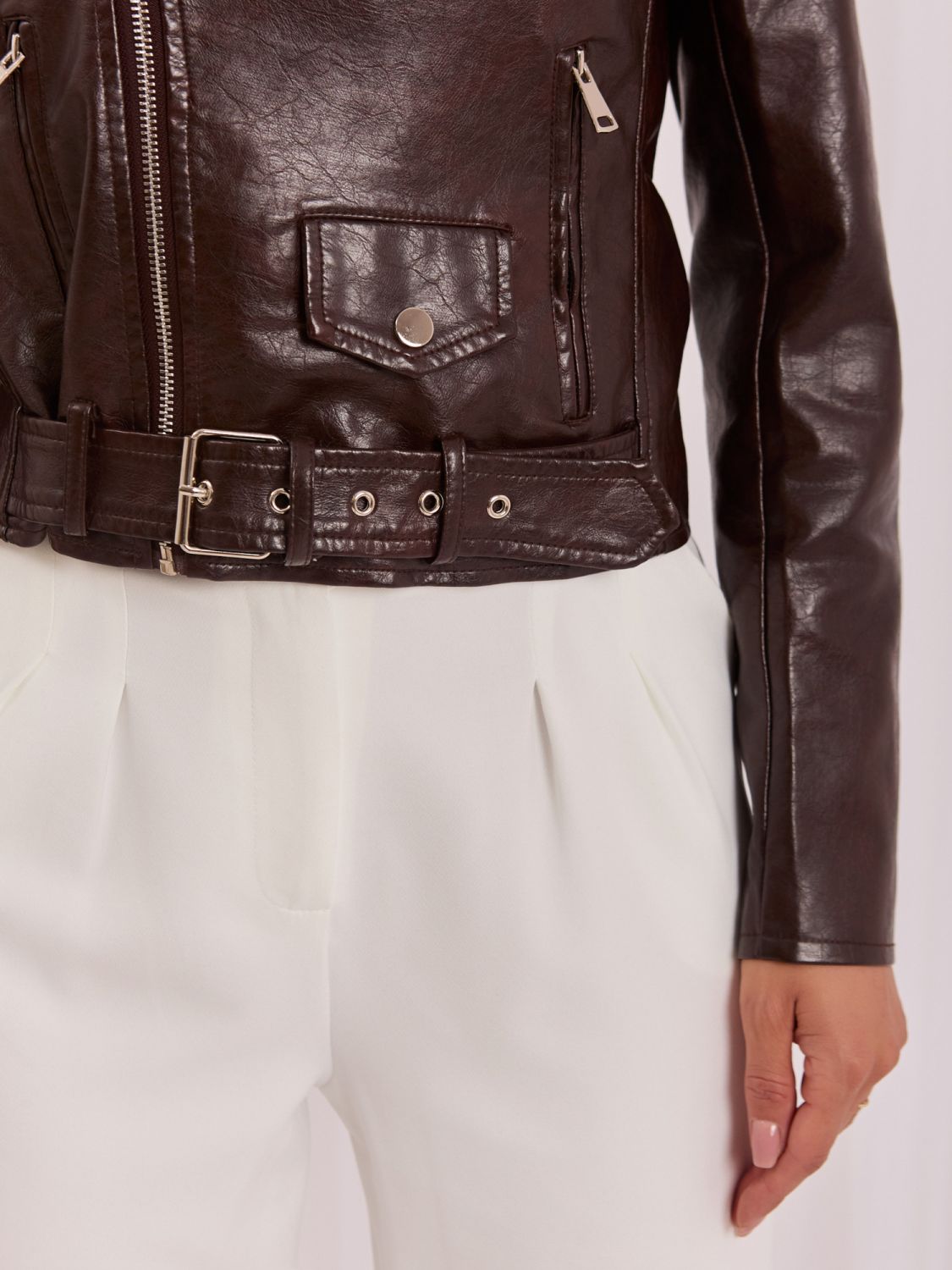 Braune Übergangsjacke aus Kunstleder