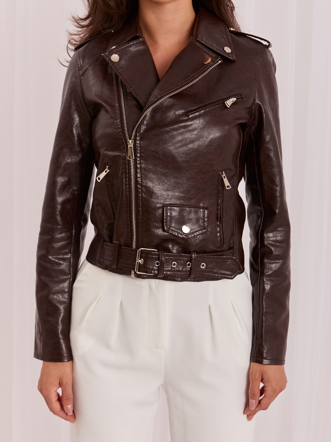 Braune Übergangsjacke aus Kunstleder