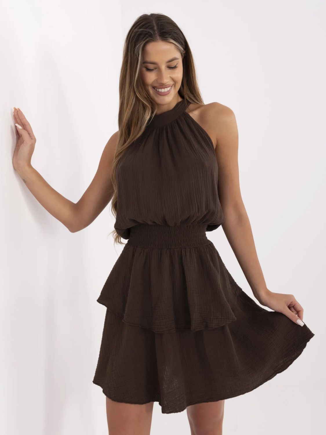 Ausgestellte Kleid in Dunkelbraun