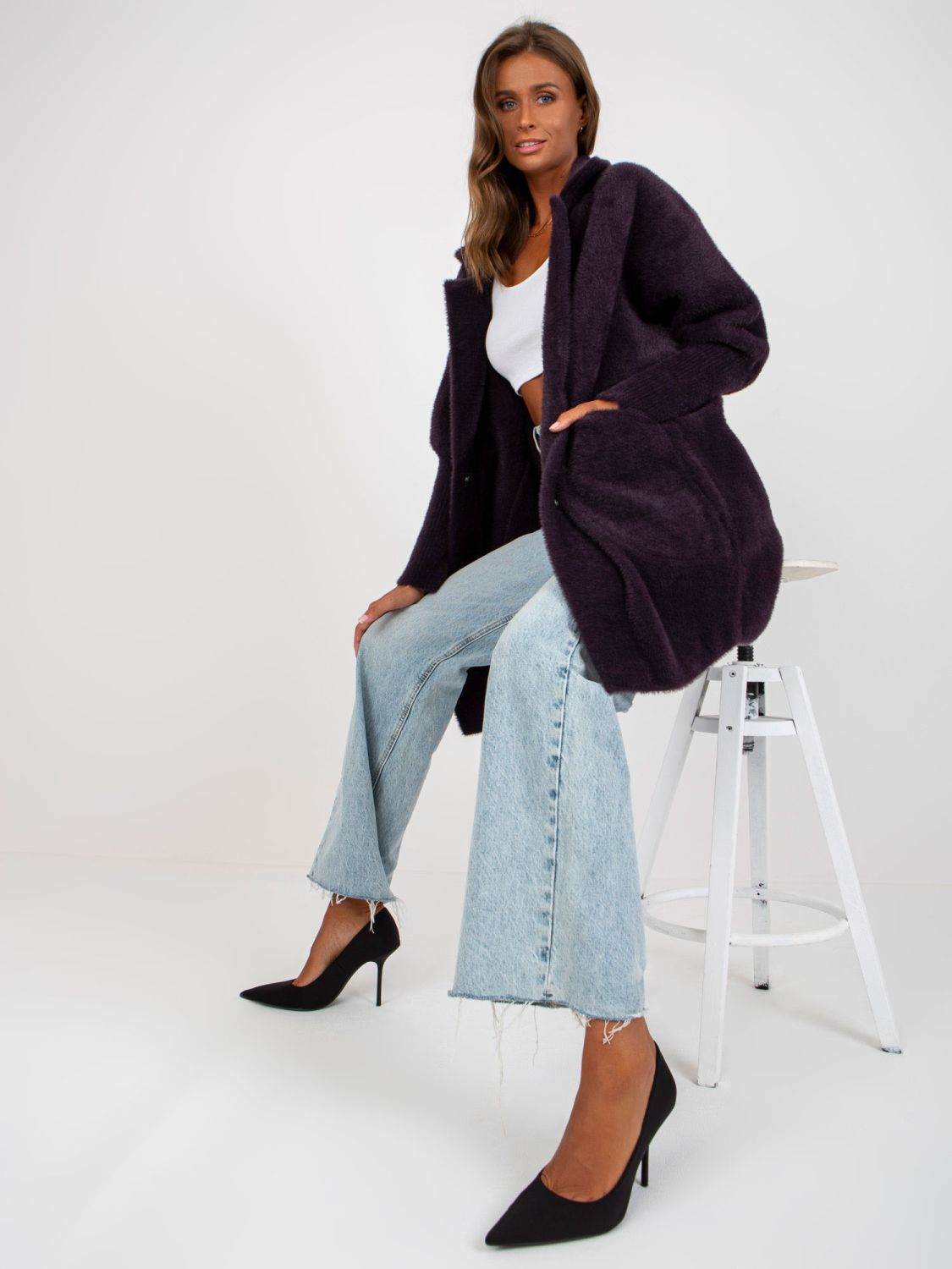 Übergangsmantel aus Alpaka und Wolle Violet