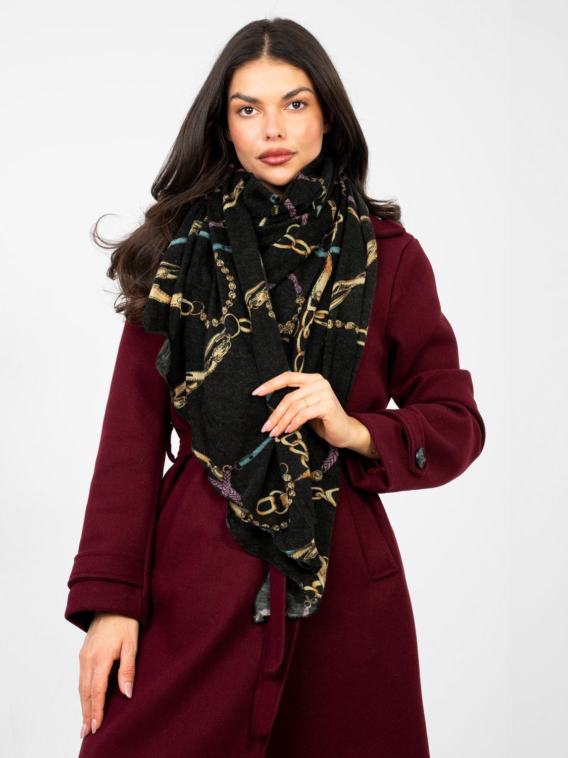 Schwarzes Tuch mit Print