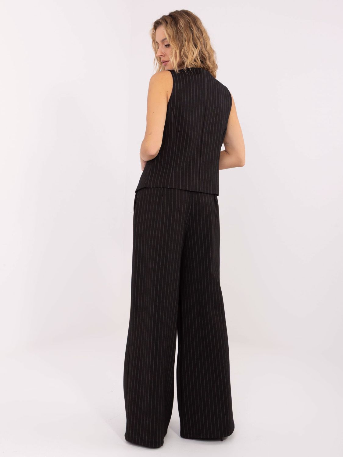 Elegante schwarze Palazzo-Hose mit Streifen