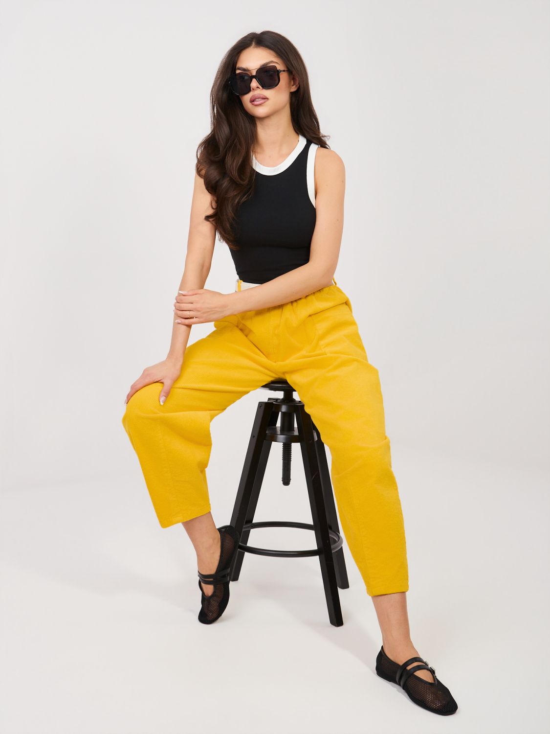 Schwarzes ärmelloses Baumwolltop