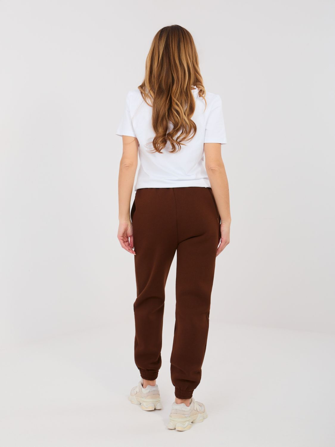 Damen-Sweatpants mit hohem Bund, braun