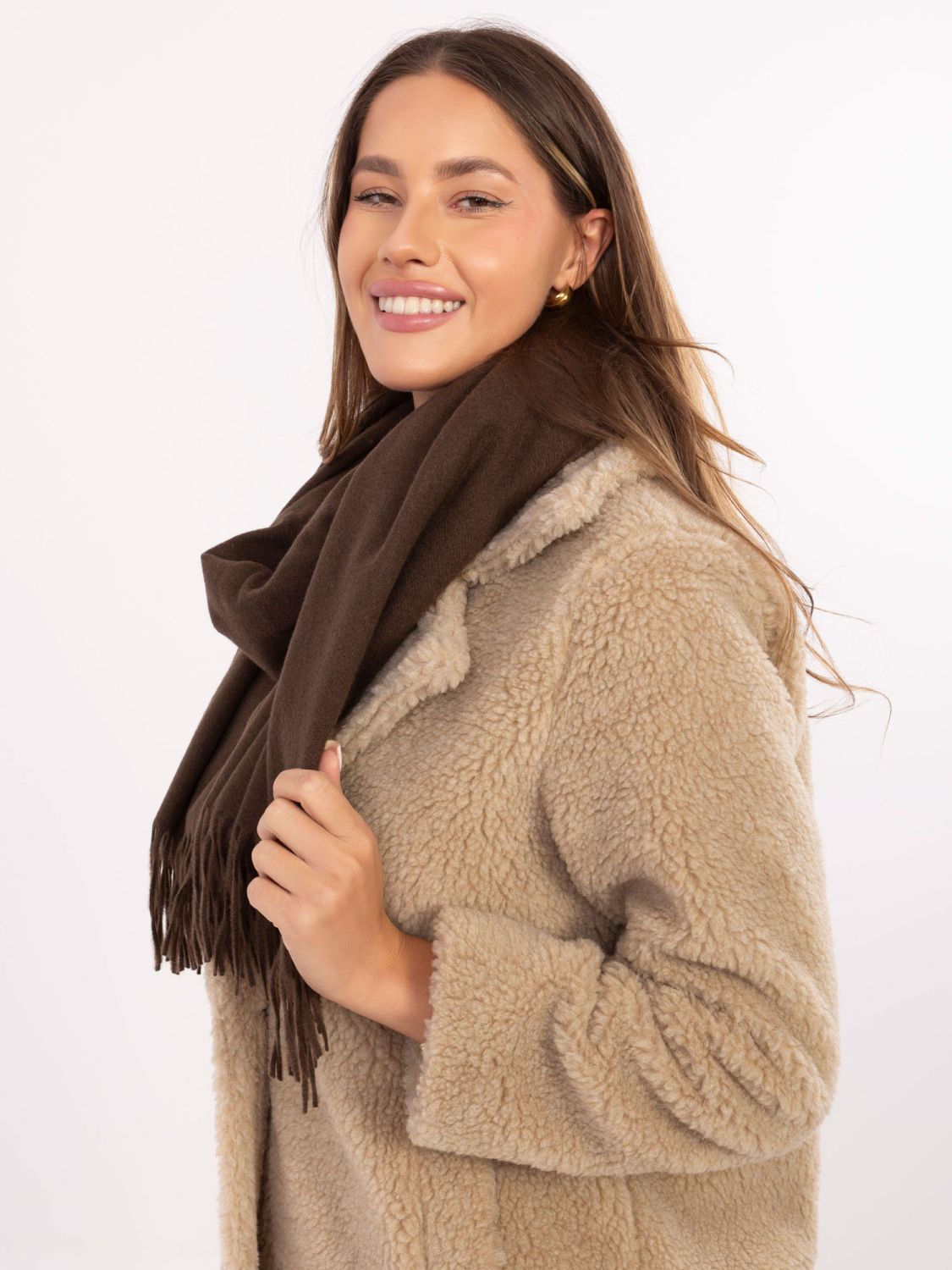 Damen-Schal in Dunkelbraun aus weichem Polyester