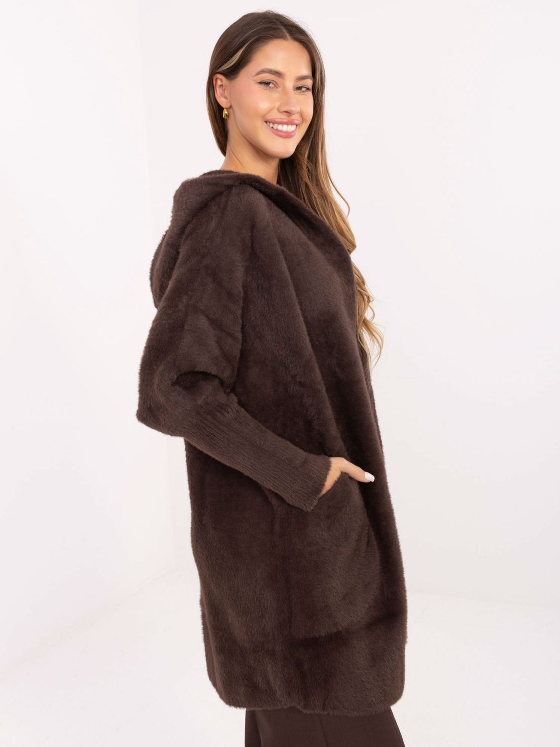 Damen Übergangsmantel mit Kapuze in Braun