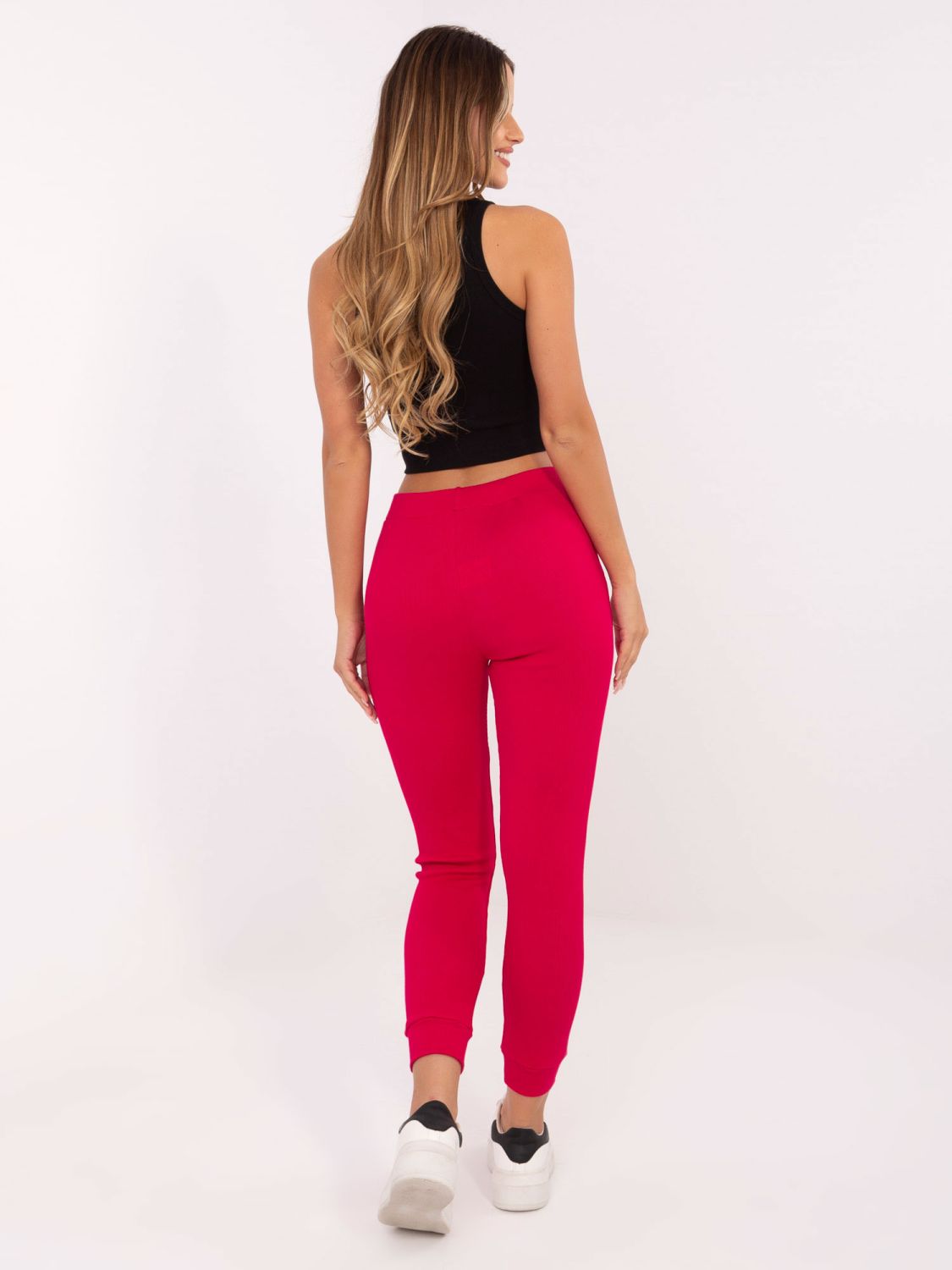 Rote Damen-Sweatpants aus Rippmaterial