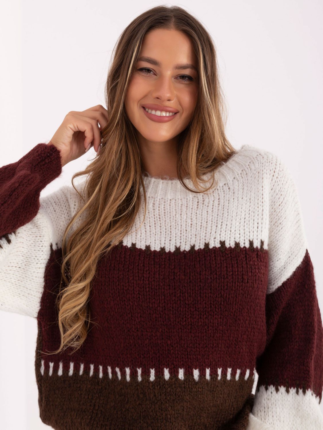Gestreifter Pullover in Bordeaux