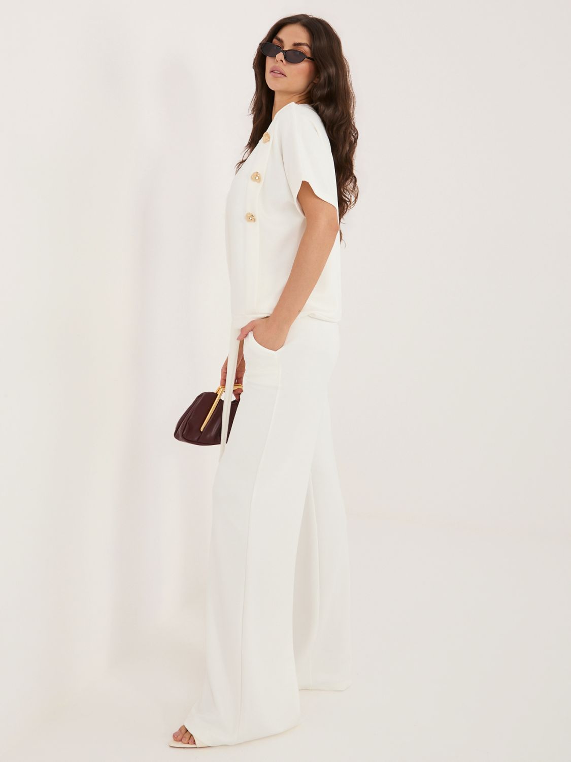Elegantes Set Bluse und Hose ecru