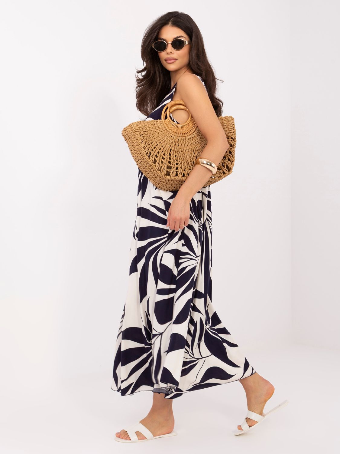 Maxi-Sommerkleid mit V-Ausschnitt und Print
