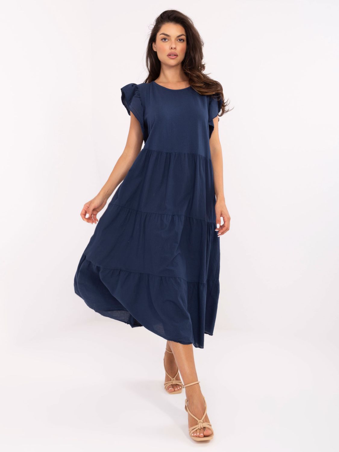 Oversize blaues Kleid mit Volant