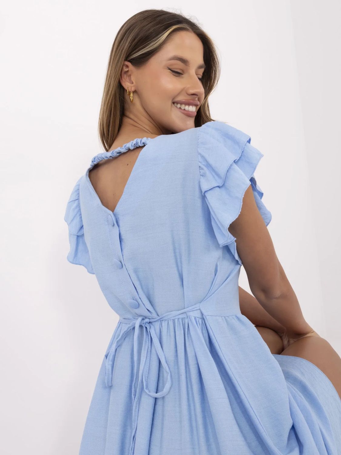 Ausgestellte Sommerkleid in hellblau