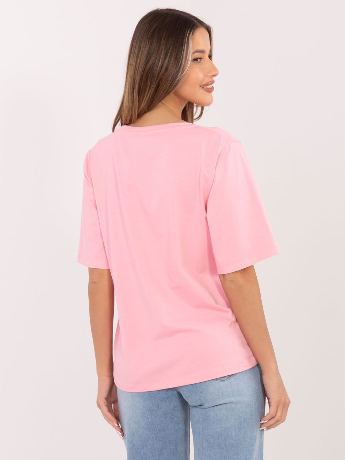 Damen-T-Shirt in Rosa mit V-Ausschnitt