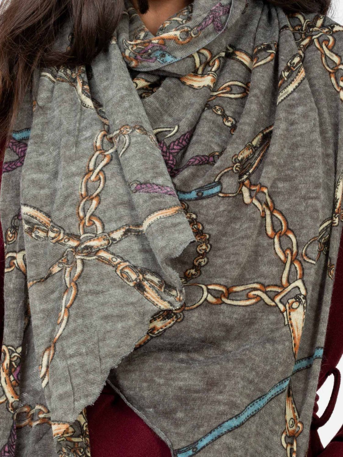 Khaki Schal mit Print