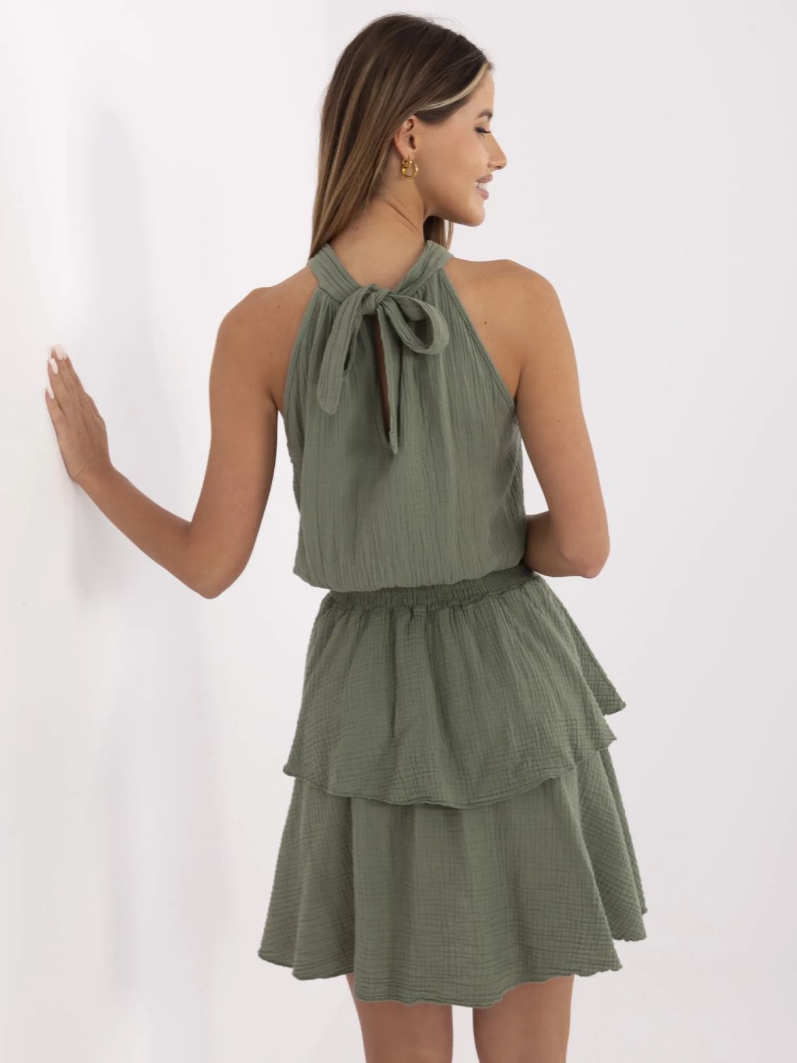 Sommerkleid mit Volants in Khaki