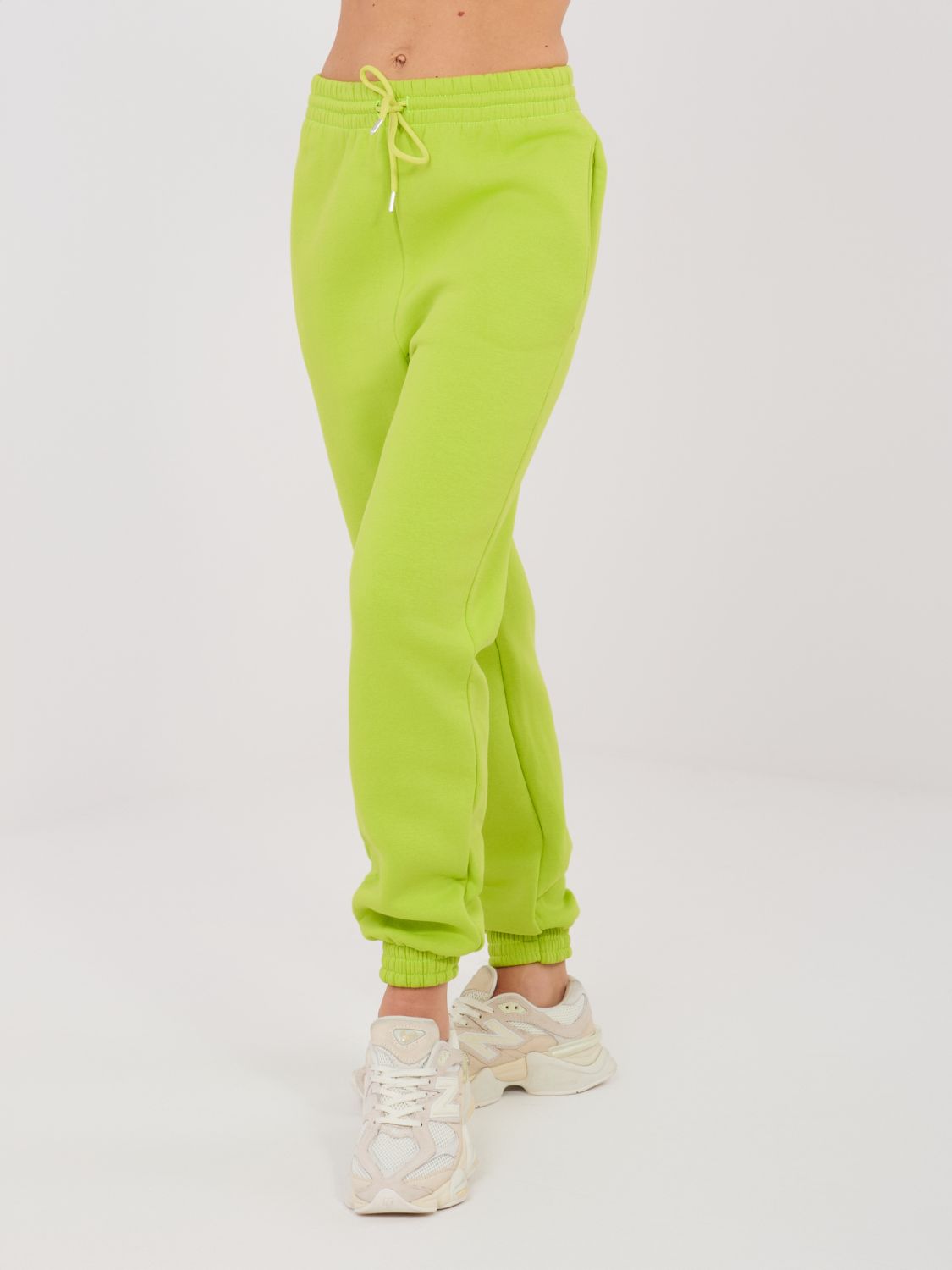 Damen-Jogginghose in Limettengrün mit hohem Bund