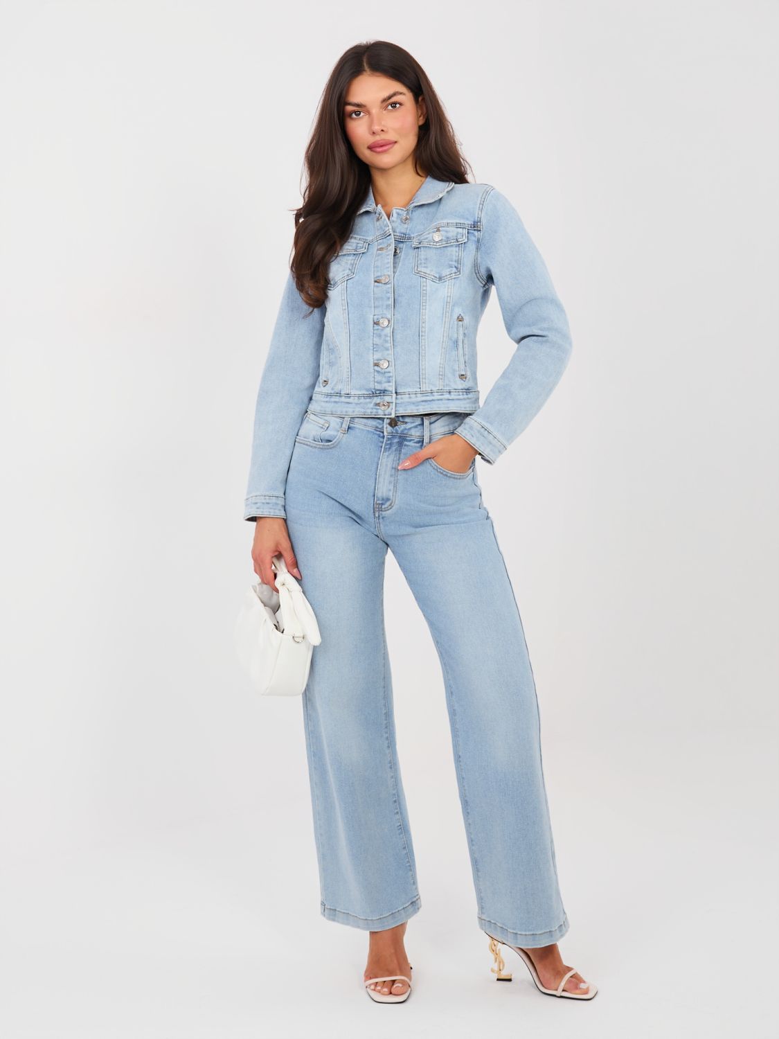 Damen-Jeans in Blau mit geradem Bein und hohem Bund