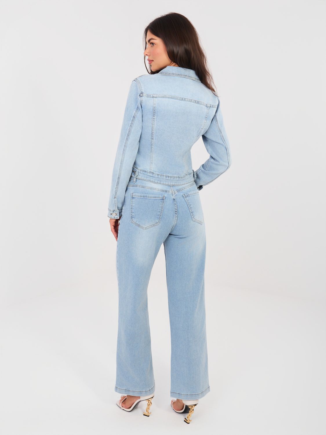 Damen-Jeans in Blau mit geradem Bein und hohem Bund