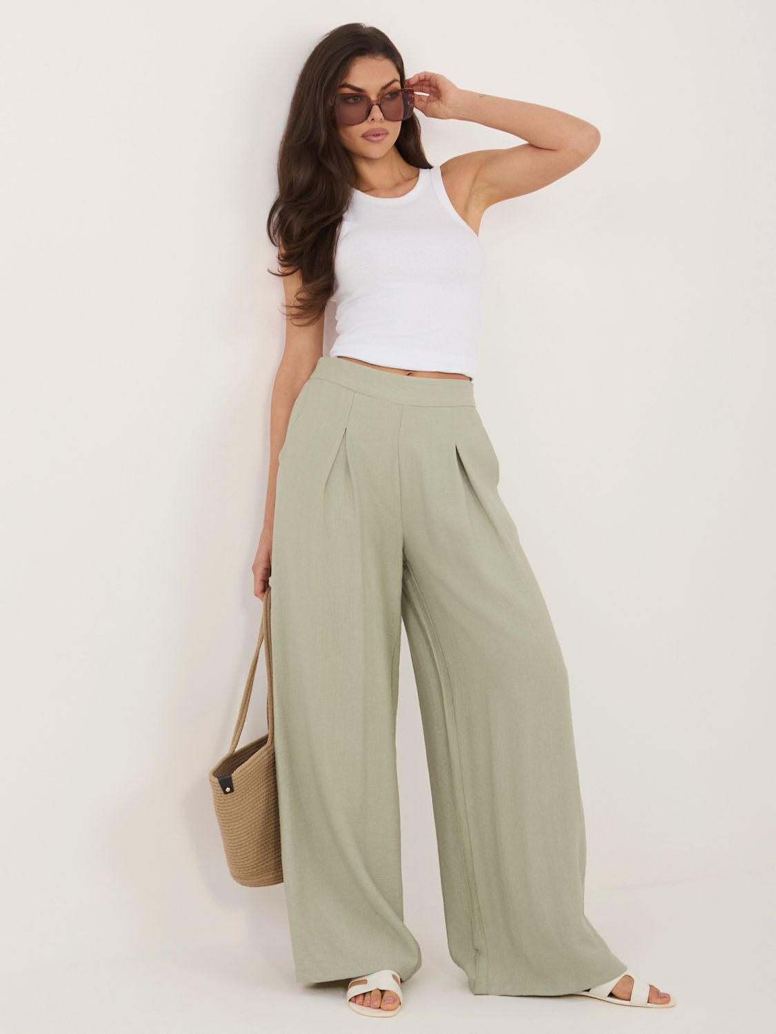 Palazzo-Hose aus Viskose in Pistaziengrün