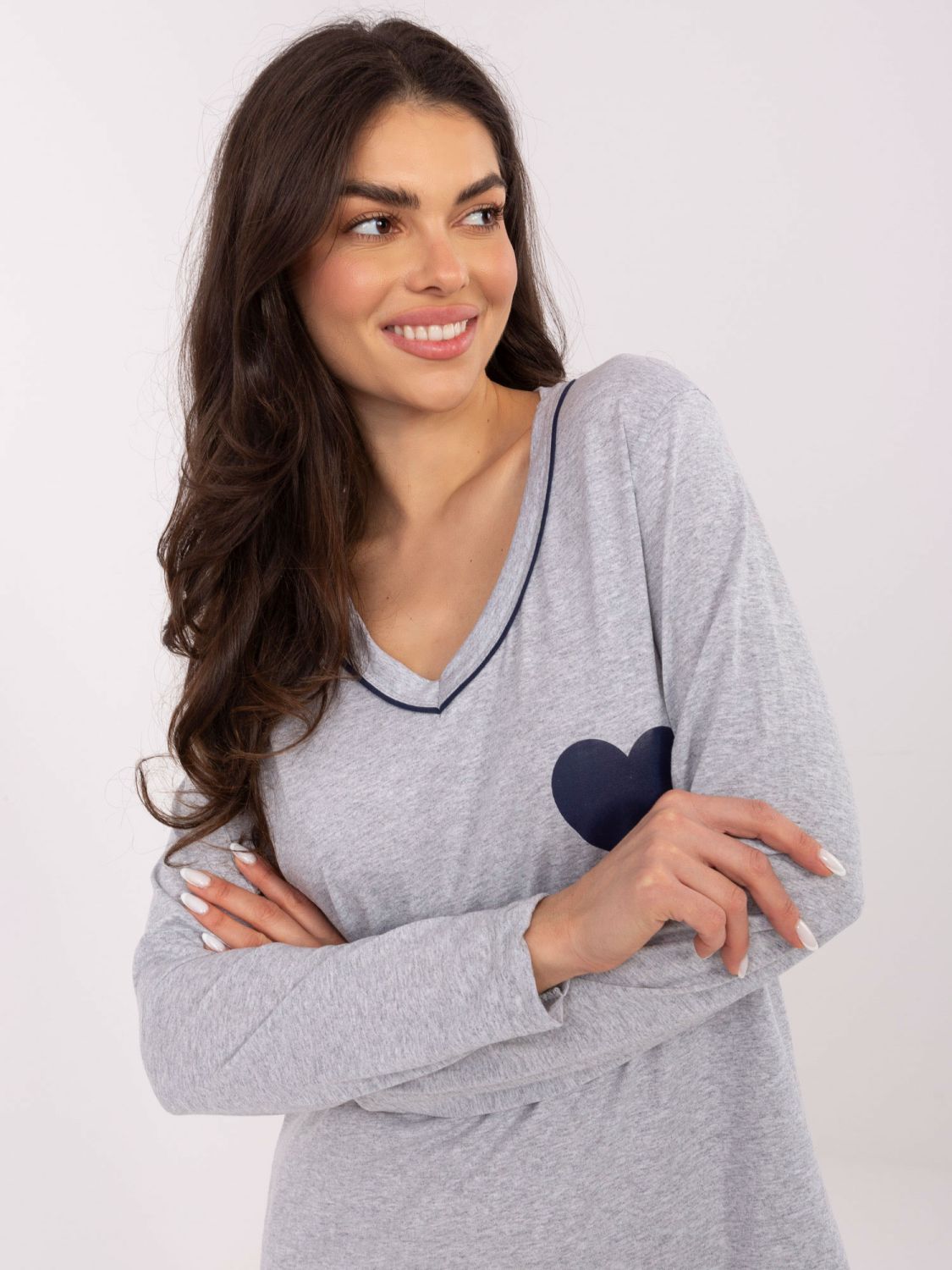 Damen Nachthemd grau mit Print