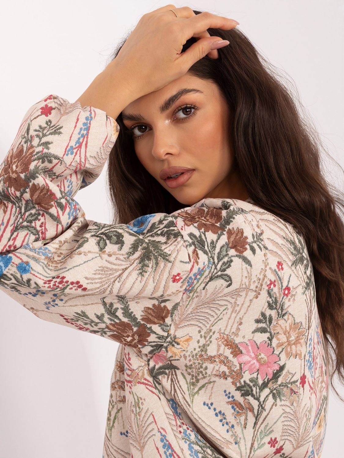 Grüne geblümte Bomberjacke mit Futter