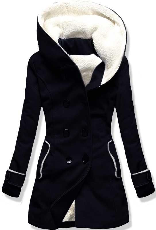 Mantel mit Kunstpelz granat