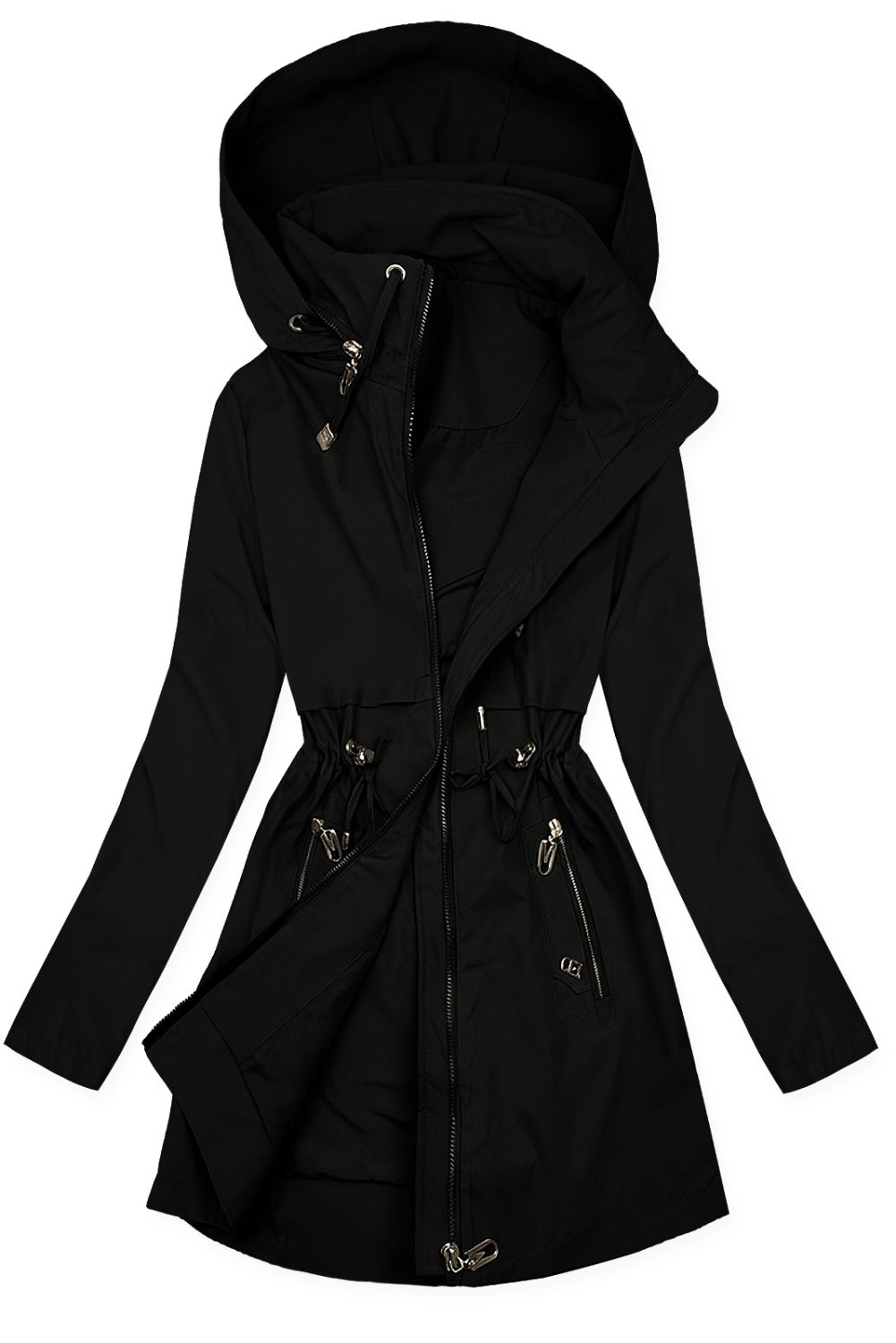 Eleganter Damen-Parka mit Golddetails Schwarz