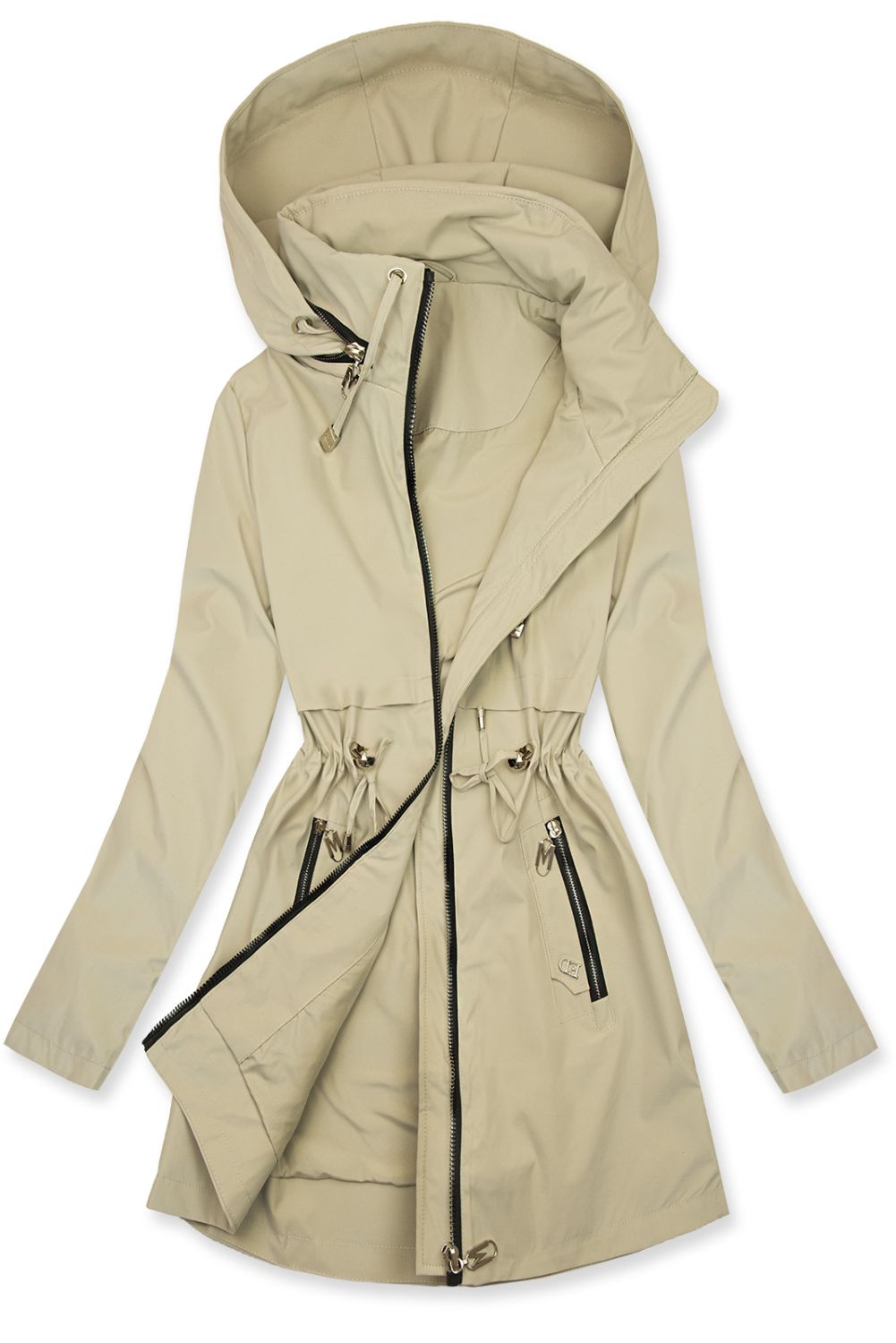 Eleganter Damen-Parka mit Golddetails Beige